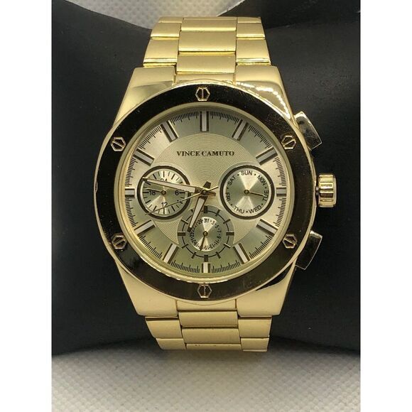 Vince Camuto VC/1104 Unisex Gold Stainless Steel Analog Dial Quartz Watch KS112 - Picture 1 of 9